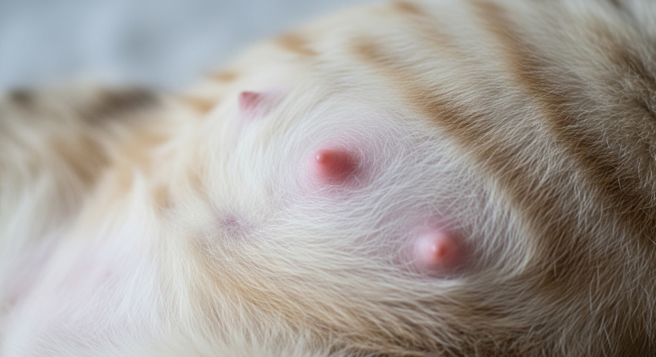 Pregnant cat with enlarged nipples
