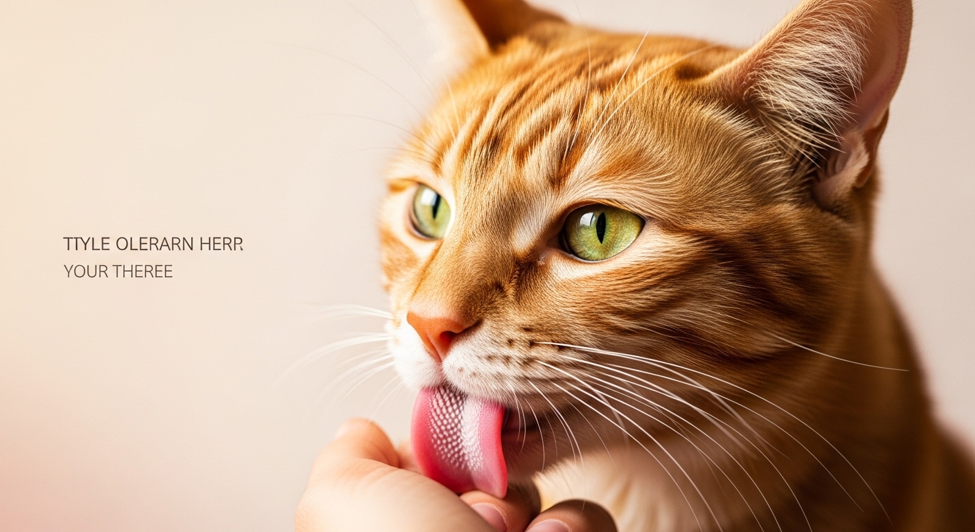 Orange tabby cat licking human hand showing affectionate behavior for blog thumbnail