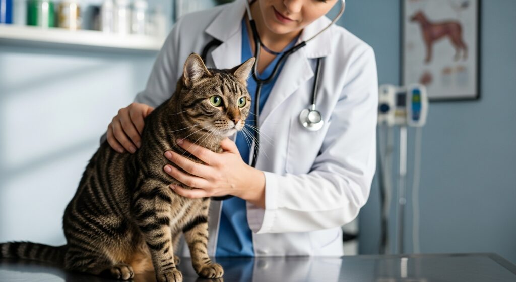 Veterinary check for cat poisoning.