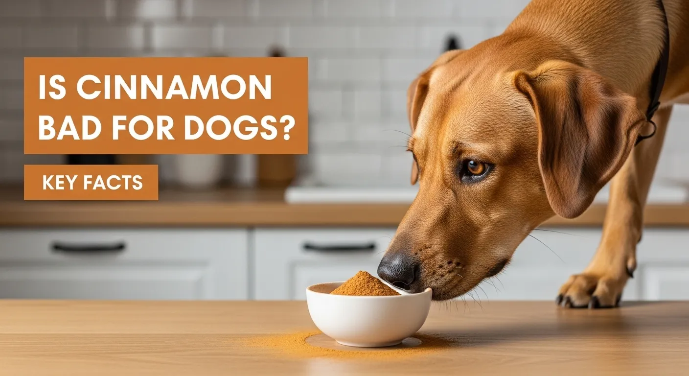 Dog sniffing cinnamon powder in a bowl