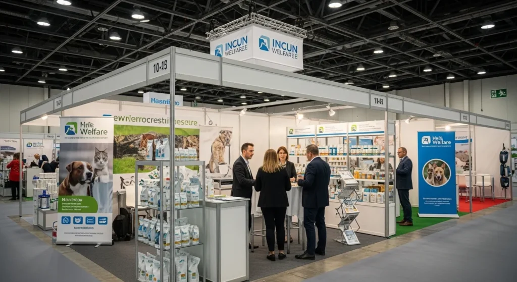 Booths and visitors at a welfare event