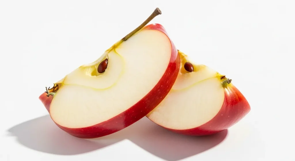 Sliced apples as a safe treat for dogs.