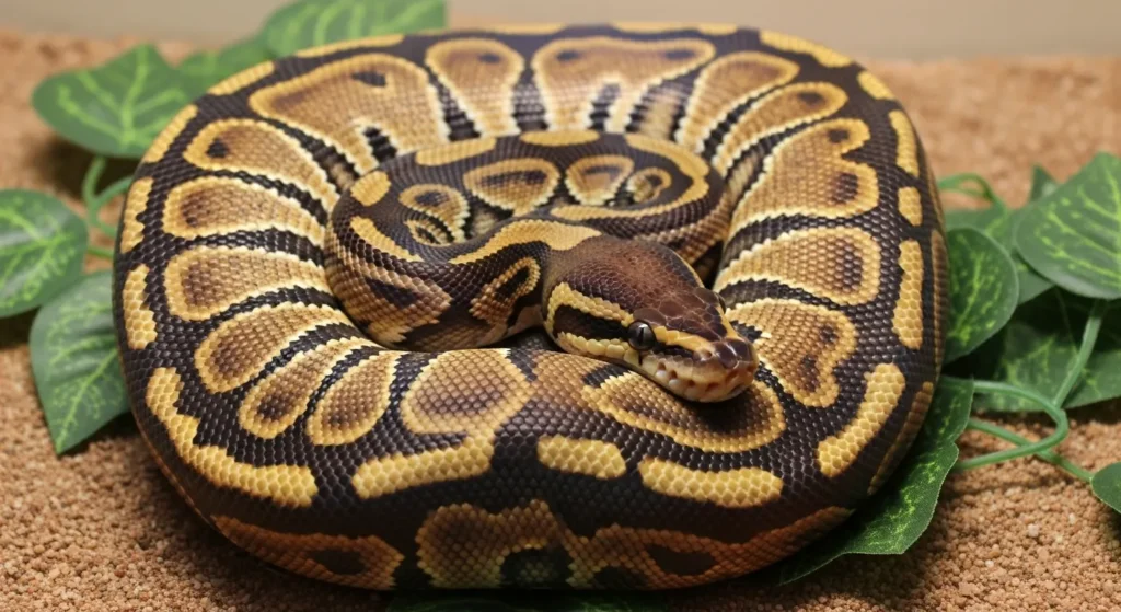 Coiled ball python snake