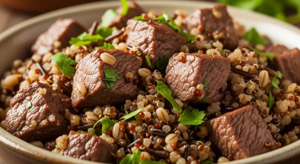 Serving of beef cat recipe.