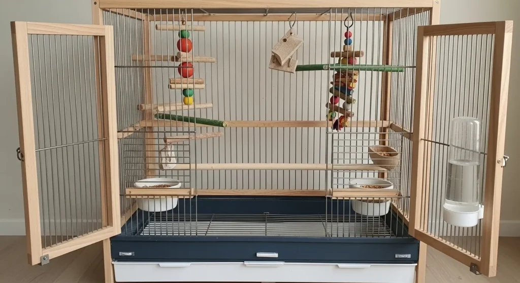 Proper cage setup for pet birds