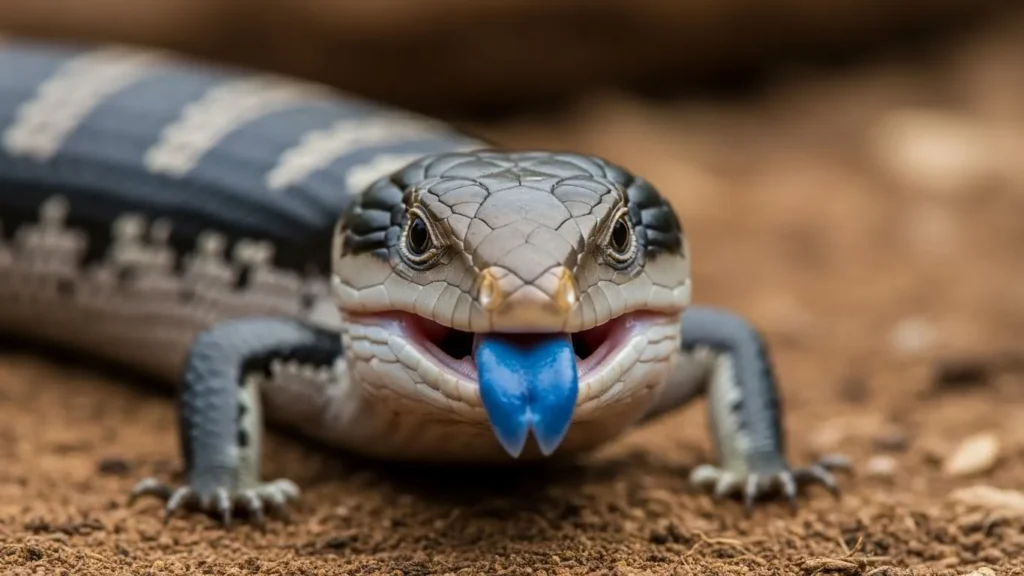 Blue-tongued skink close-up