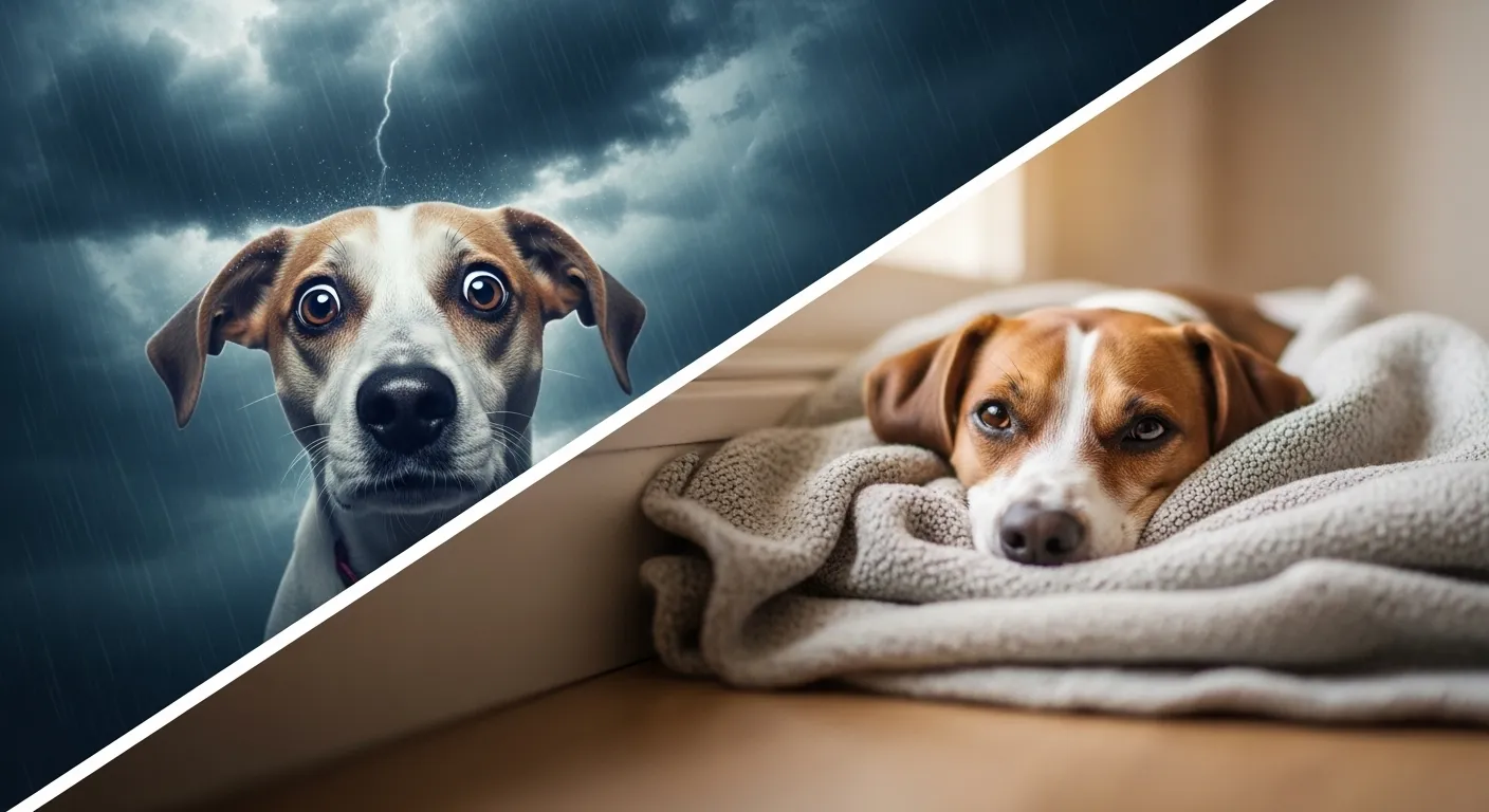 Dog calming tips for storms.