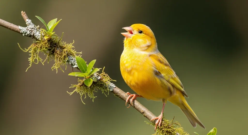 Yellow canary on branch