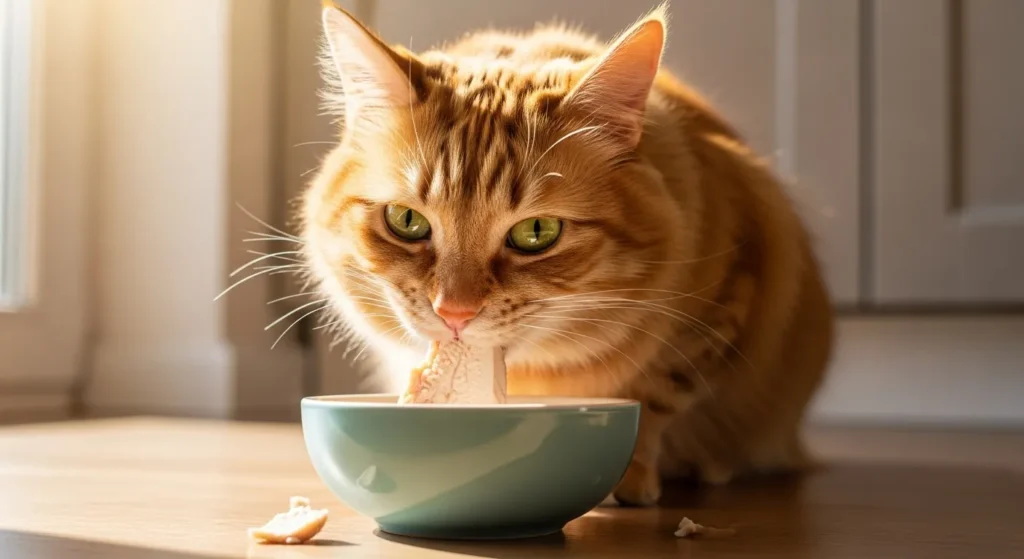 Cat with healthy treats
