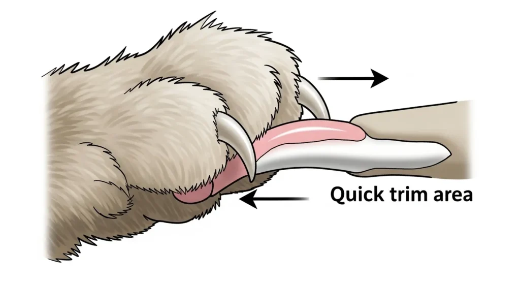 Diagram showing cat nail quick