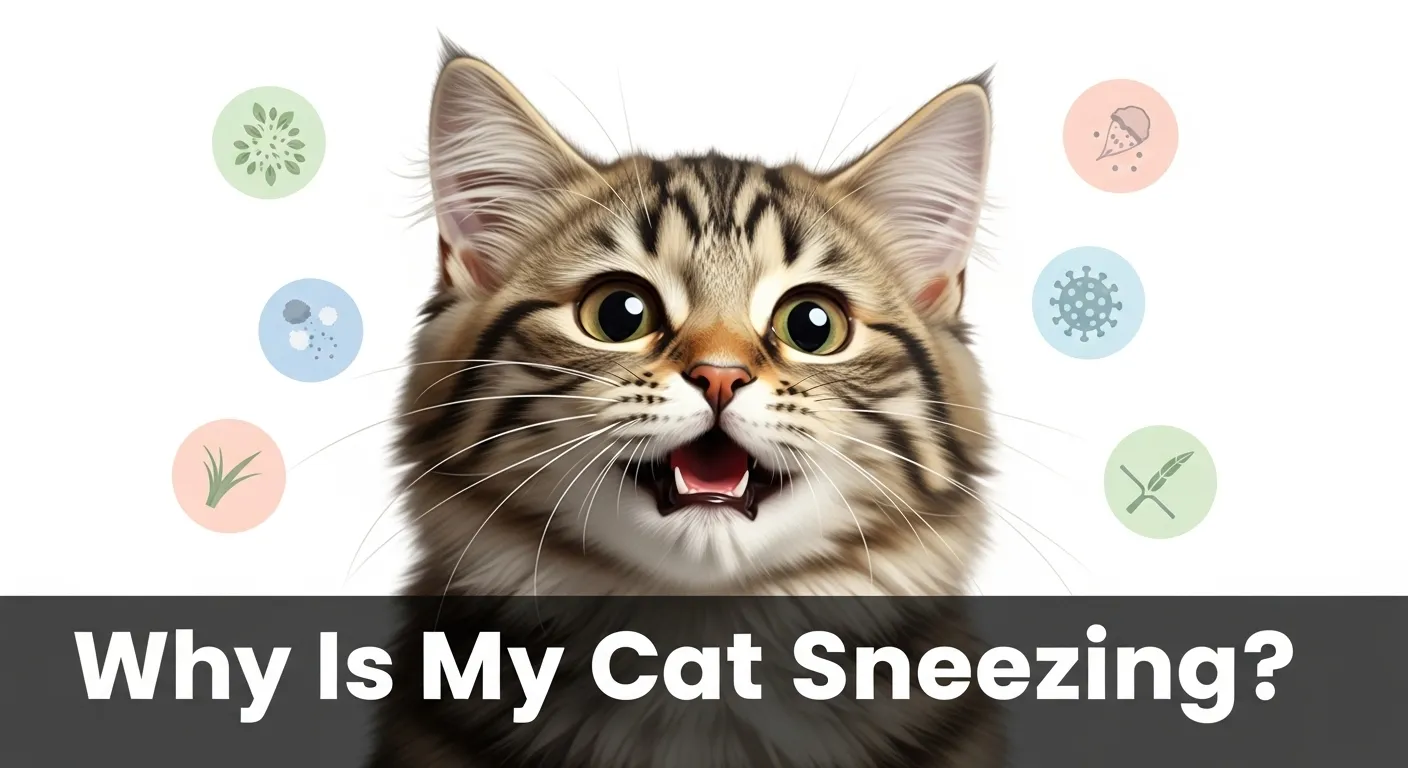 Thumbnail of cat sneezing due to common causes.