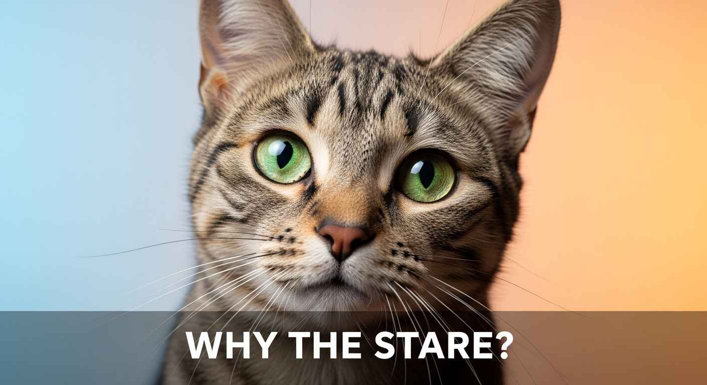 Cat with wide eyes staring at viewer for blog thumbnail.
