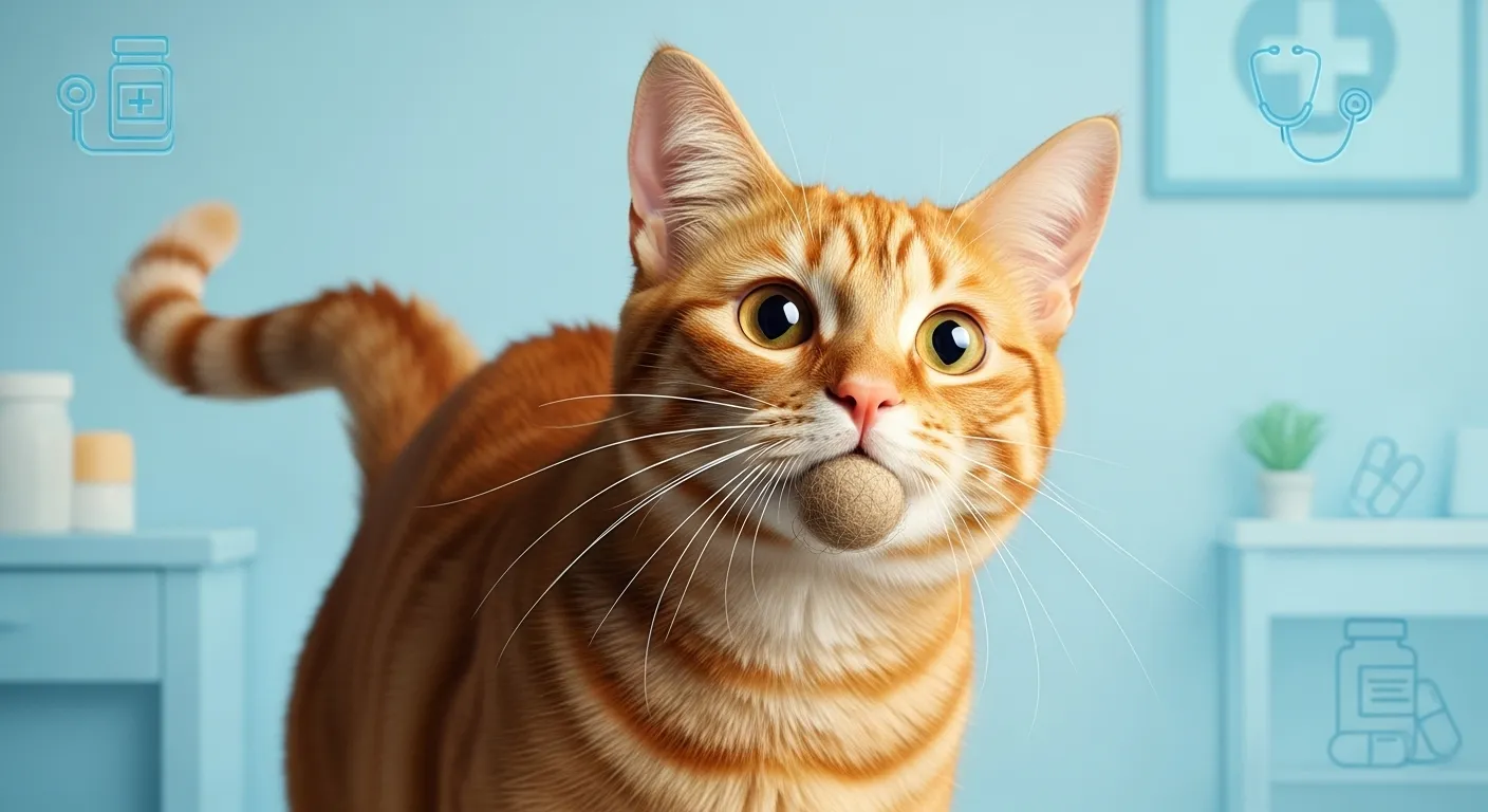 Thumbnail of cat vomiting hairball for pet health blog