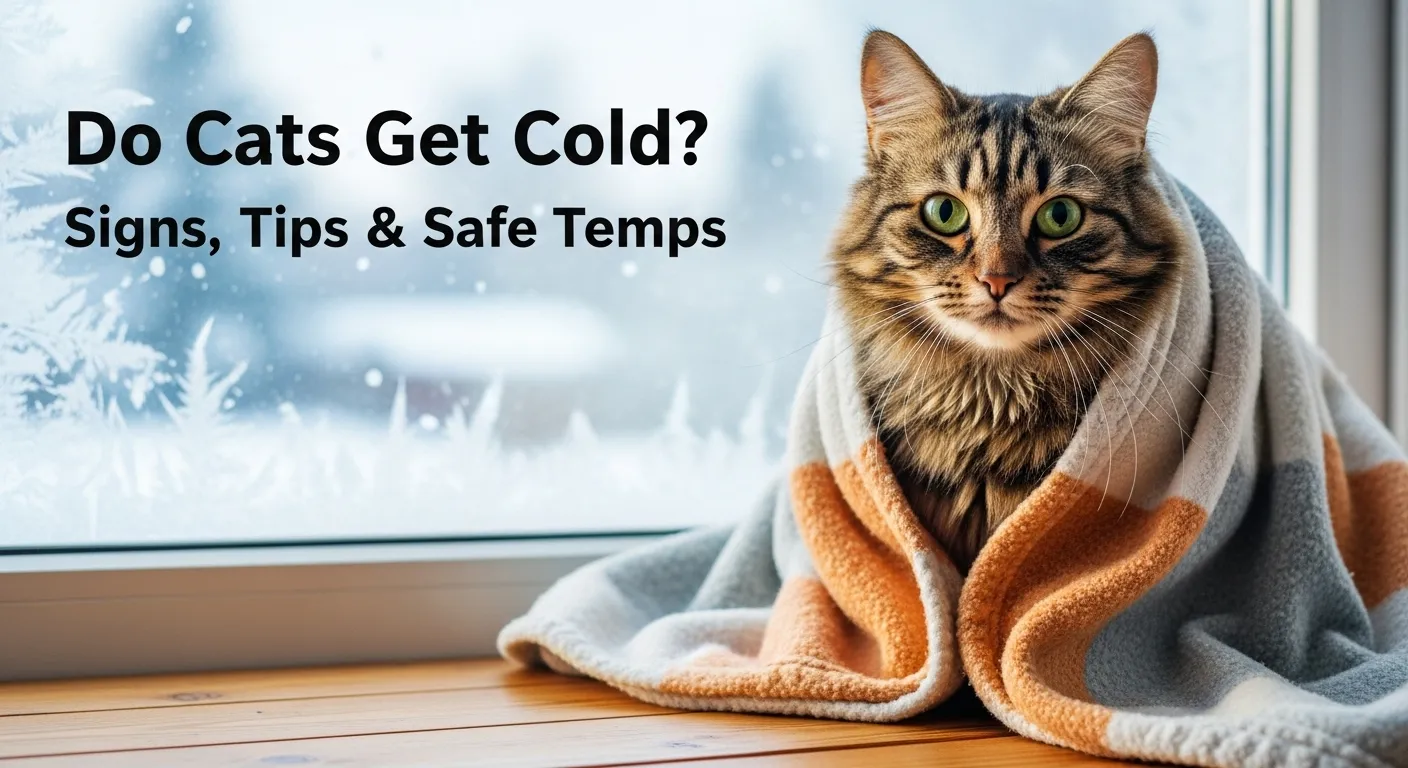 Cat wrapped in a blanket to stay warm in cold weather.