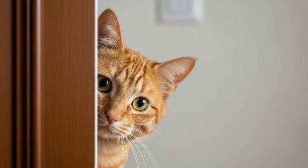 Curious cat in room