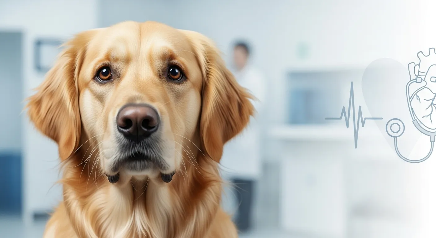 Large breed dog portrait with heart health medical theme for DCM in dogs article