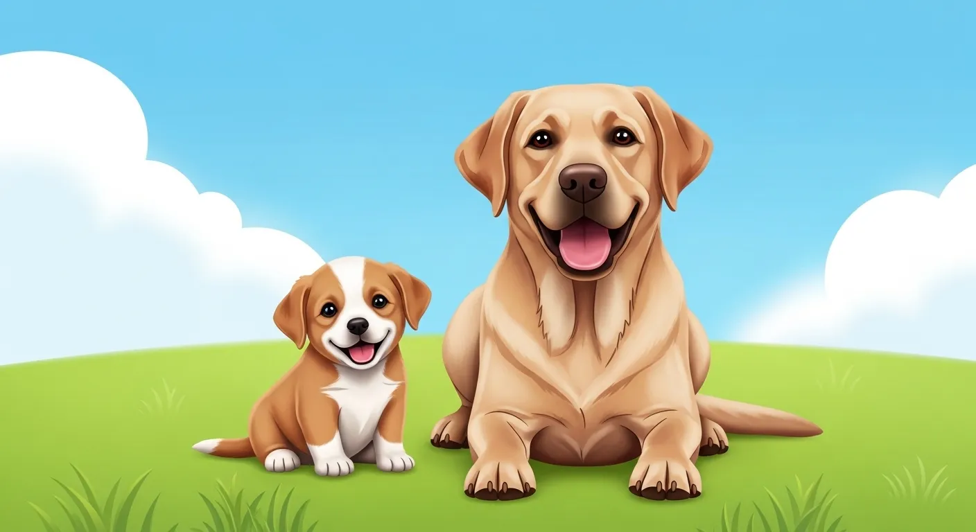 Visual of dog growth from puppy to full size