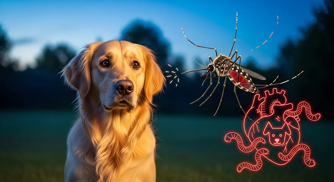 Dog and mosquito showing heartworm risk
