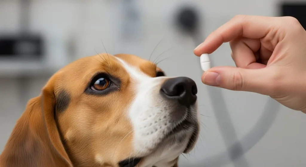 Dog receiving heartworm preventive medication