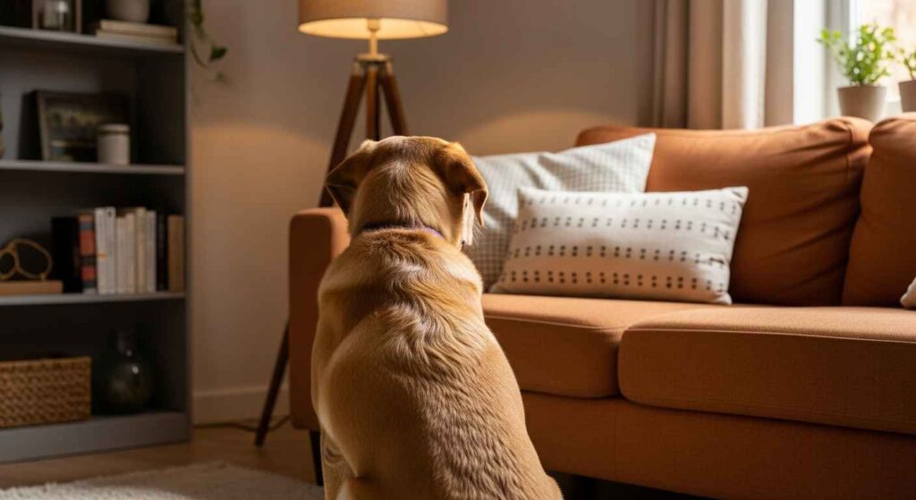 Dog showing signs of social withdrawal.