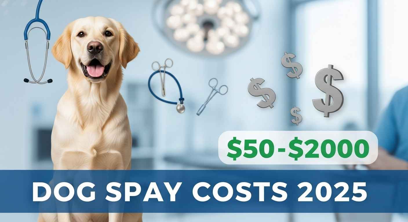 Eye-catching thumbnail showing dog spay surgery costs and savings.