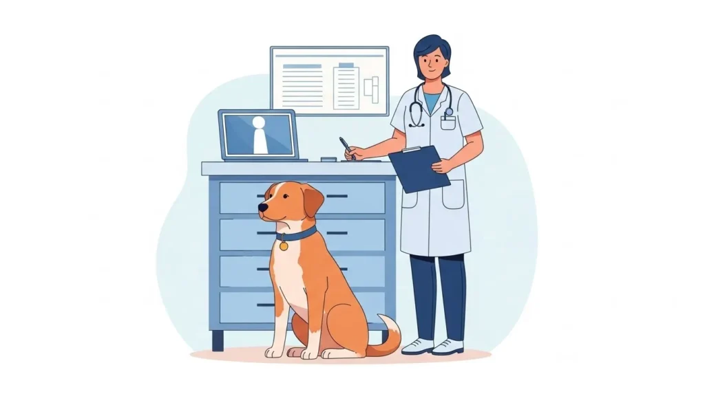 Dog at veterinary visit