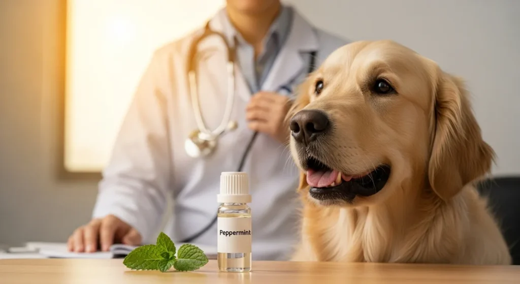 Dog and peppermint oil near vet.