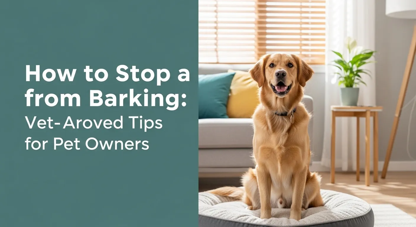 Happy dog sitting calmly in a quiet home setting.
