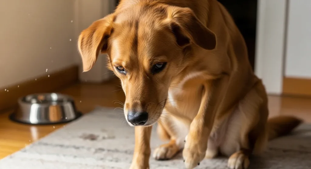 Dog with constipation symptoms