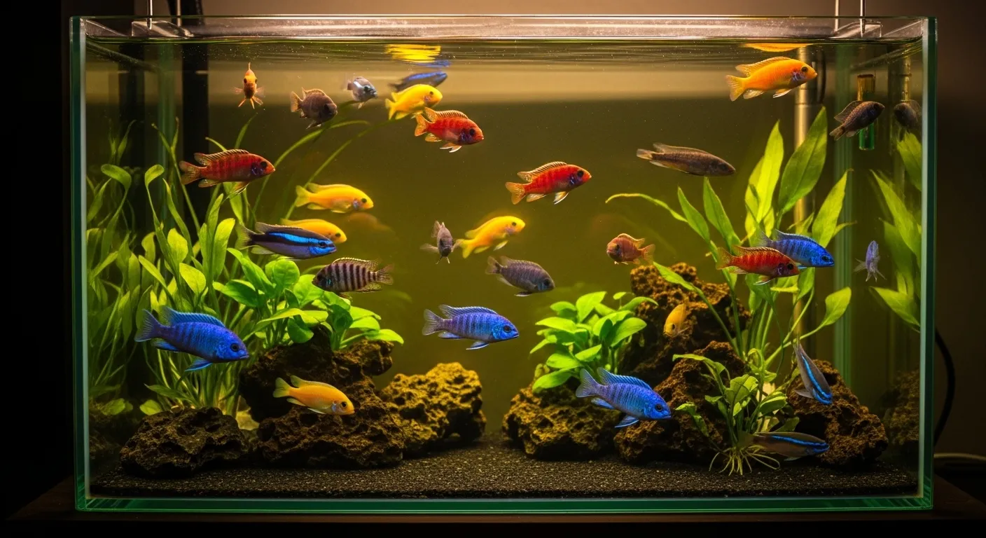Colorful easy-care fish in a bright tank for new owners.