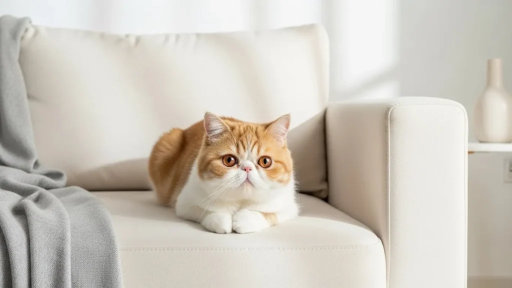 Exotic Shorthair in cozy home.