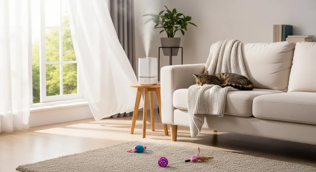 Home environment to prevent cat sneezing.