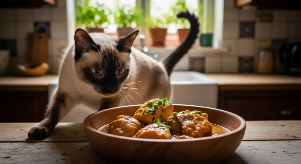 Cat food bowl with meat