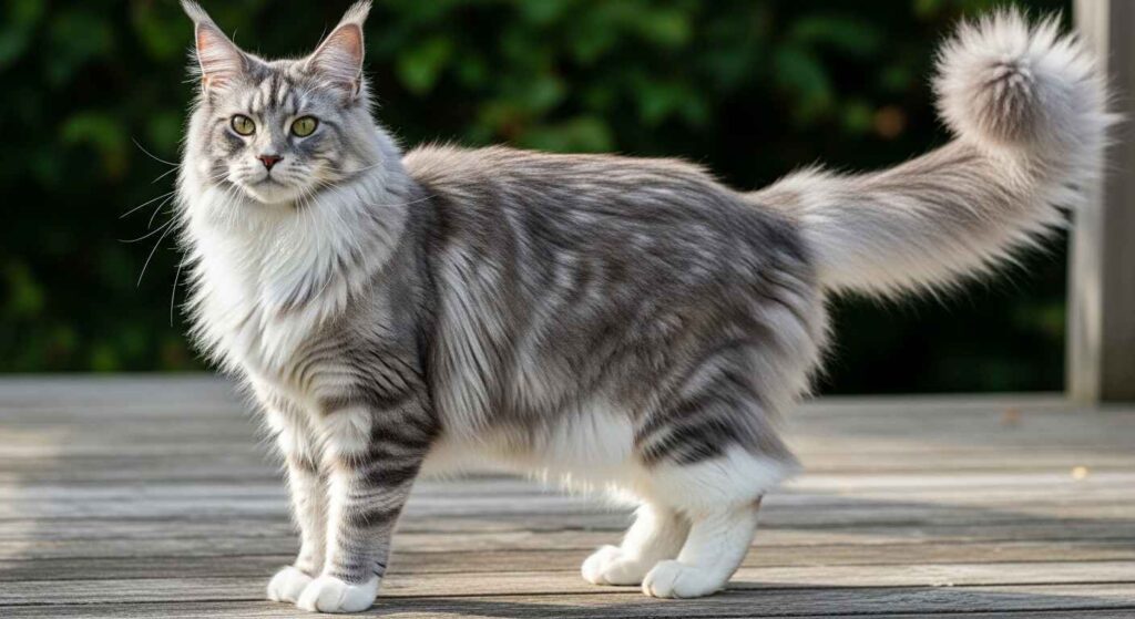 Healthy adult Maine Coon cat displaying proper body proportions and conditioning