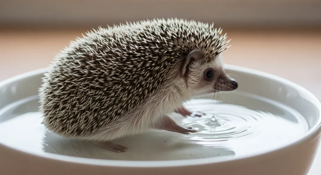Bathing a pet hedgehog