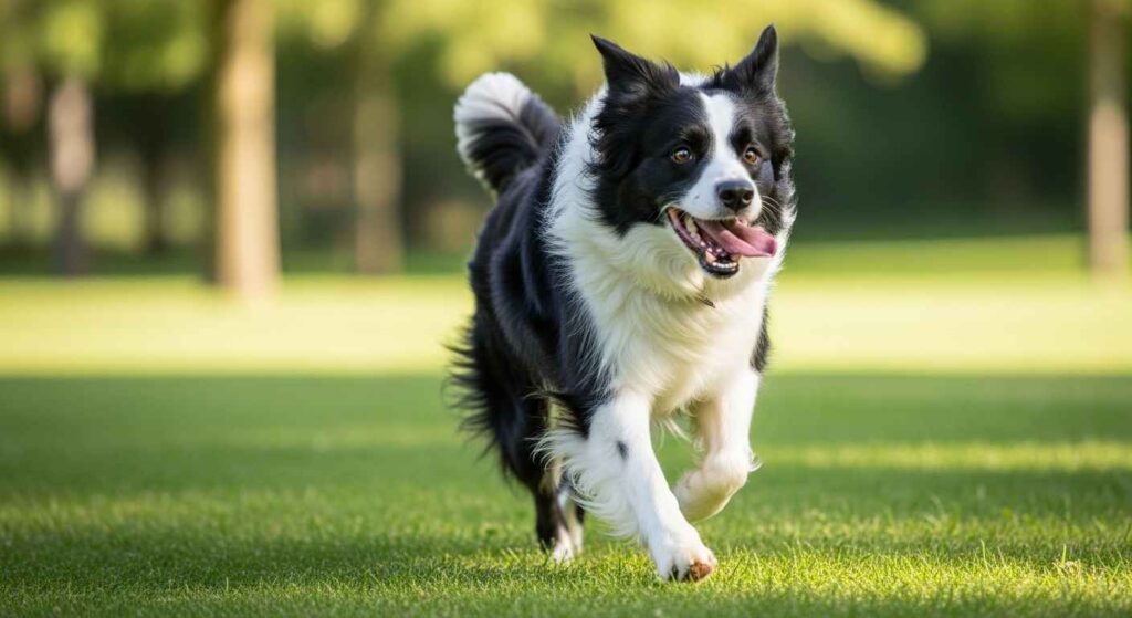 Active Border Collie running in a park during exercise time