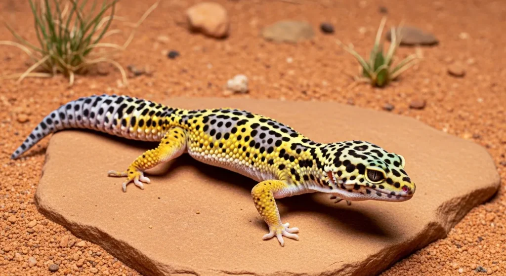 Leopard gecko in enclosure