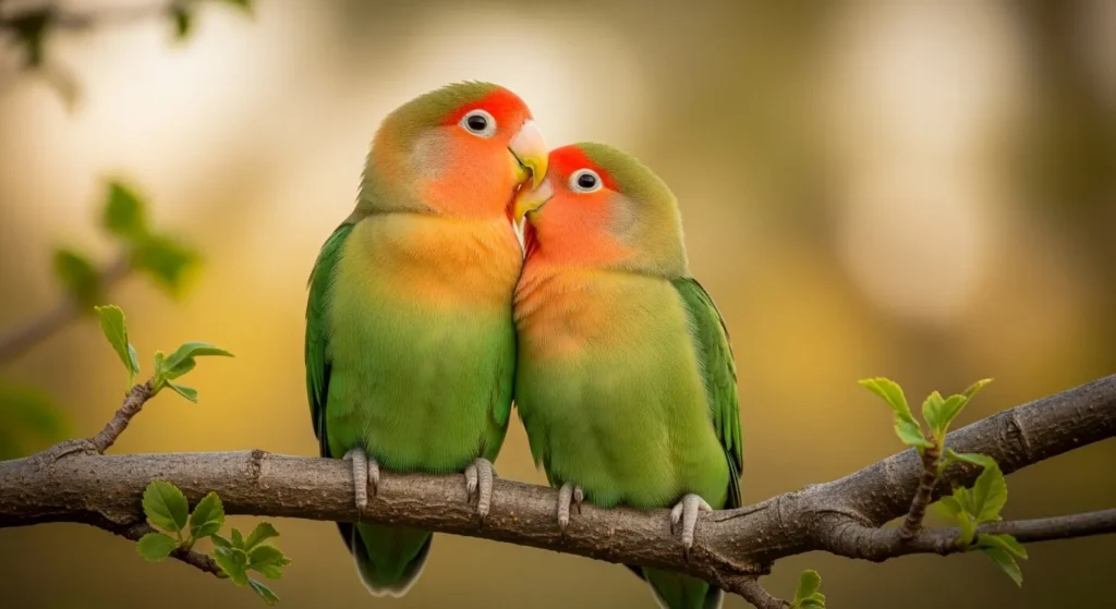 Colorful lovebirds for new bird owners.