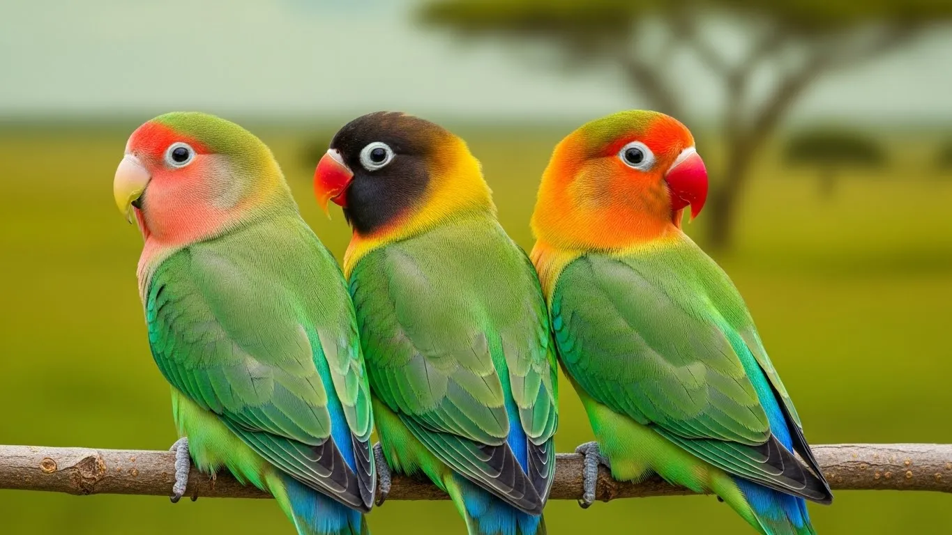 Thumbnail of three lovebird species side by side