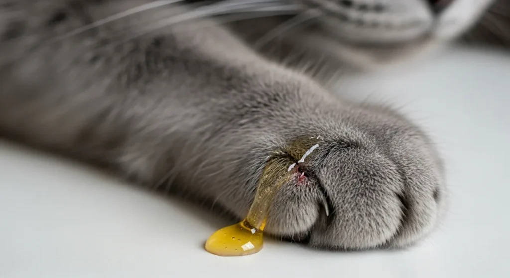 Cat wound treated with manuka honey