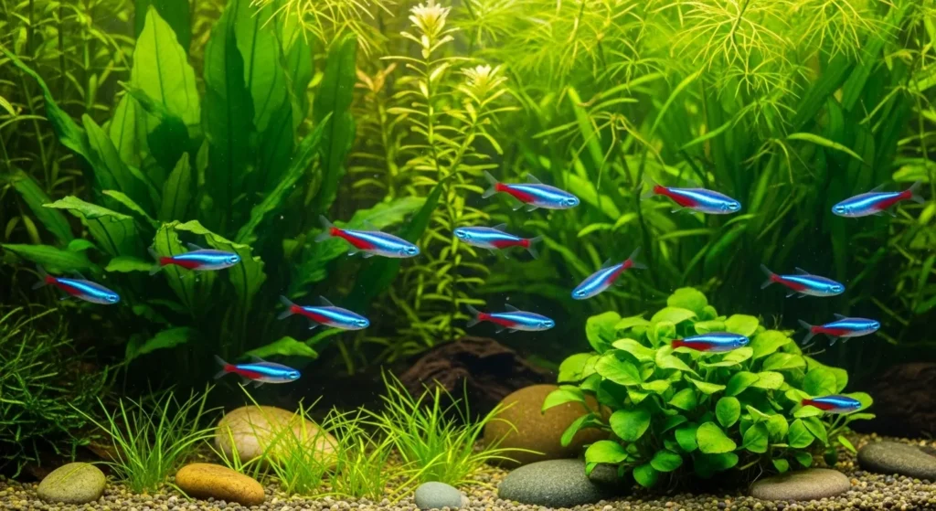 School of neon tetras.