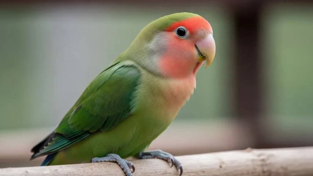 Close view of peach-faced lovebird