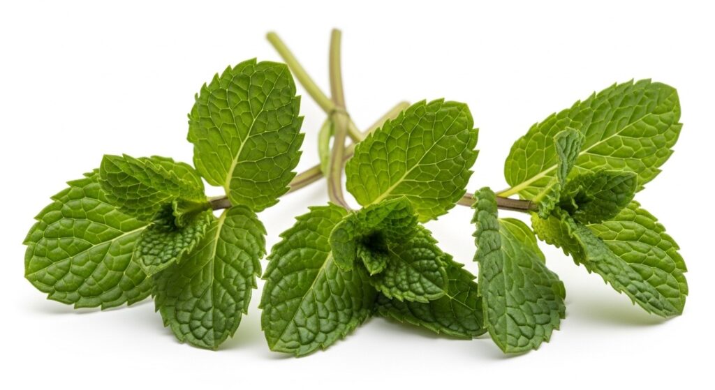 Fresh peppermint plant leaves.