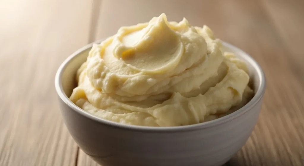 Bowl of plain mashed potatoes for dogs