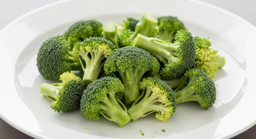 Steamed broccoli cut into safe sizes for dogs.