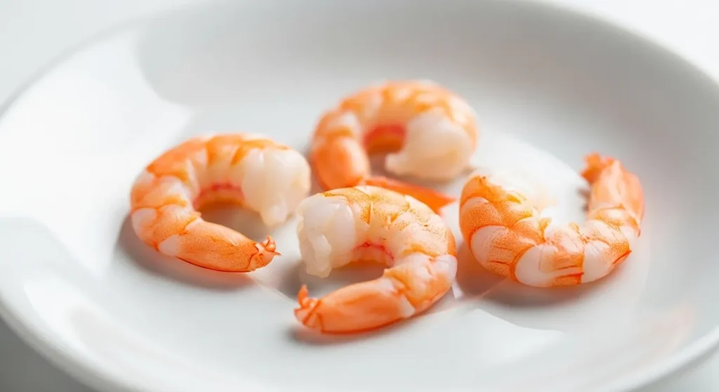 Plain boiled shrimp cut small.