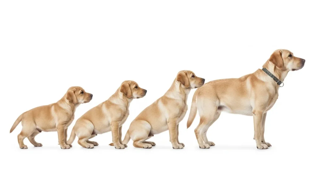 Sequence showing Labrador puppy growing up