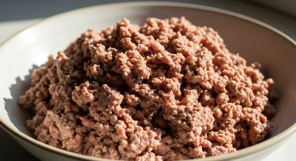 Ground rabbit high-protein cat meal.
