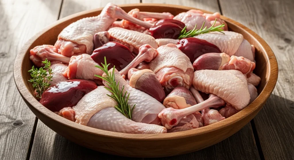 Raw cat meal with chicken