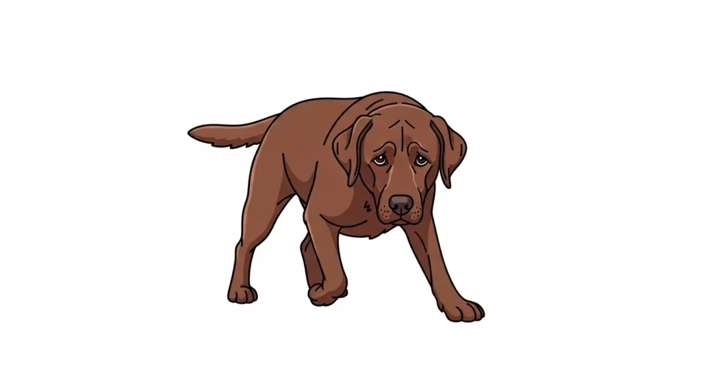 Illustration of dog showing pain symptoms.